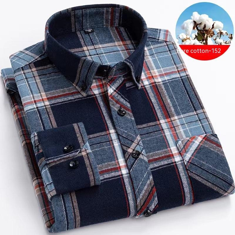 Men's Cotton Brushed Plaid Shirt - Amazitshop
