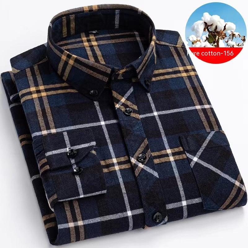 Men's Cotton Brushed Plaid Shirt - Amazitshop