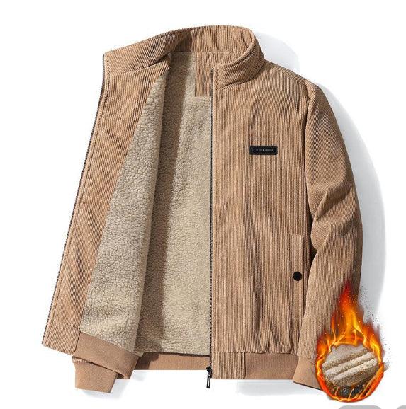 Men's cotton jacket standing collar corduroy - Amazitshop