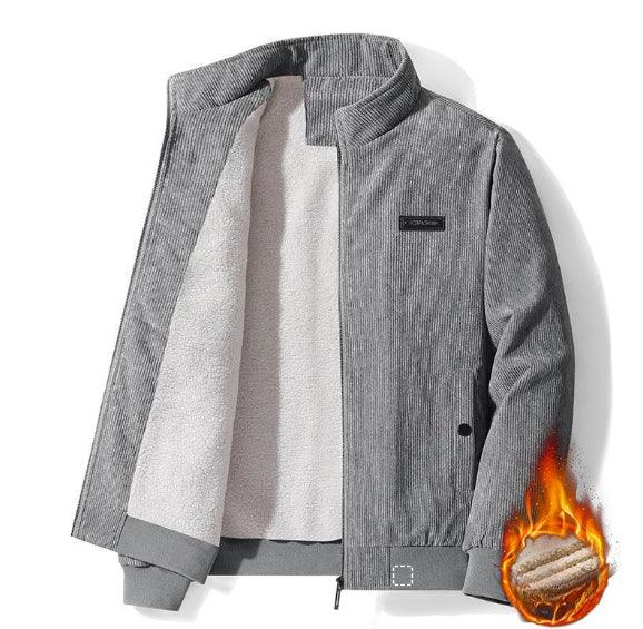 Men's cotton jacket standing collar corduroy - Amazitshop