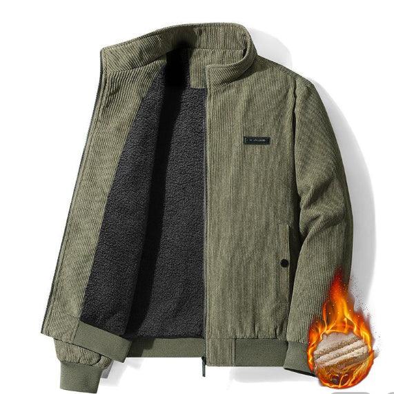 Men's cotton jacket standing collar corduroy - Amazitshop