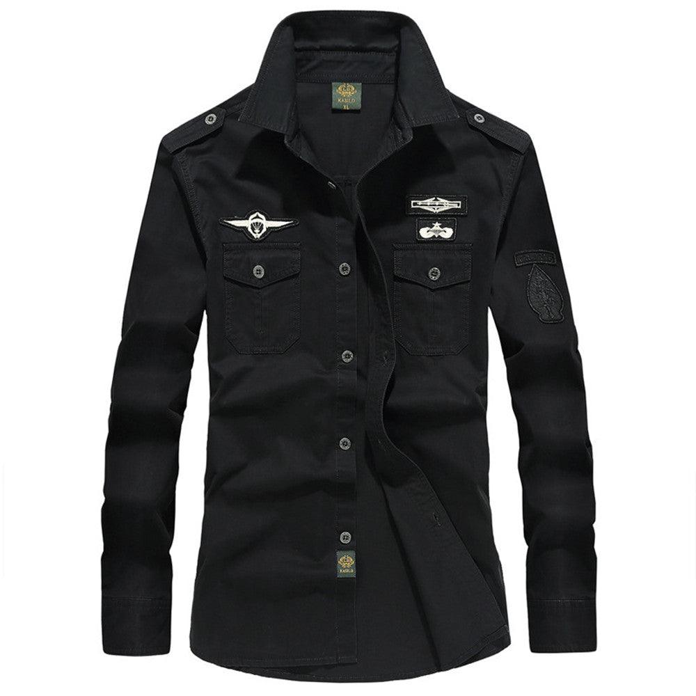 Men's Cotton Long Sleeve Shirt Plus Size Casual - Amazitshop