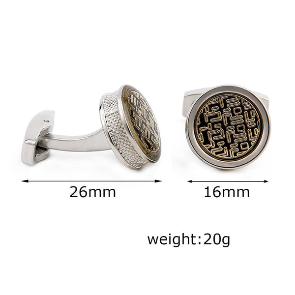 Men's Cufflinks Fashion Yellow Pattern Round - Amazitshop
