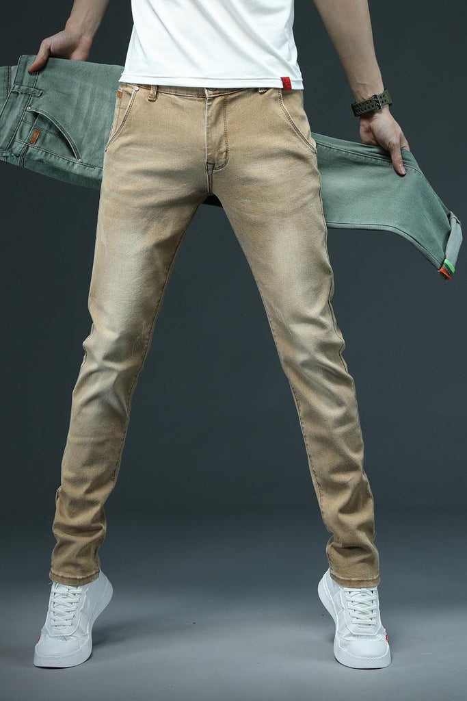 Men's Denim Skinny Pants Color Slim Fit - Amazitshop