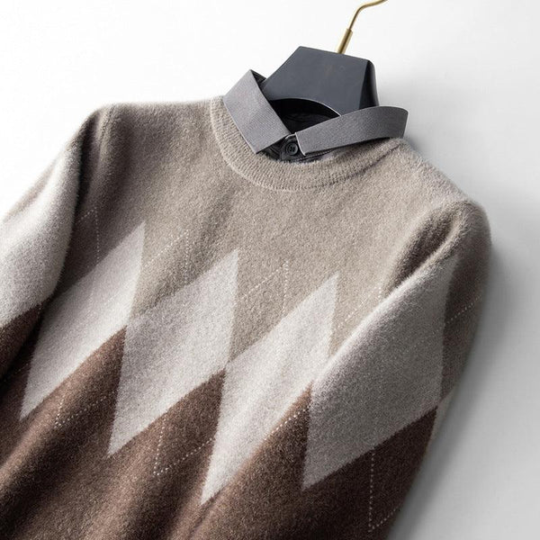 Men's Diamond Block Fake Two - piece Imitation Mink Bottoming Shirt - Amazitshop