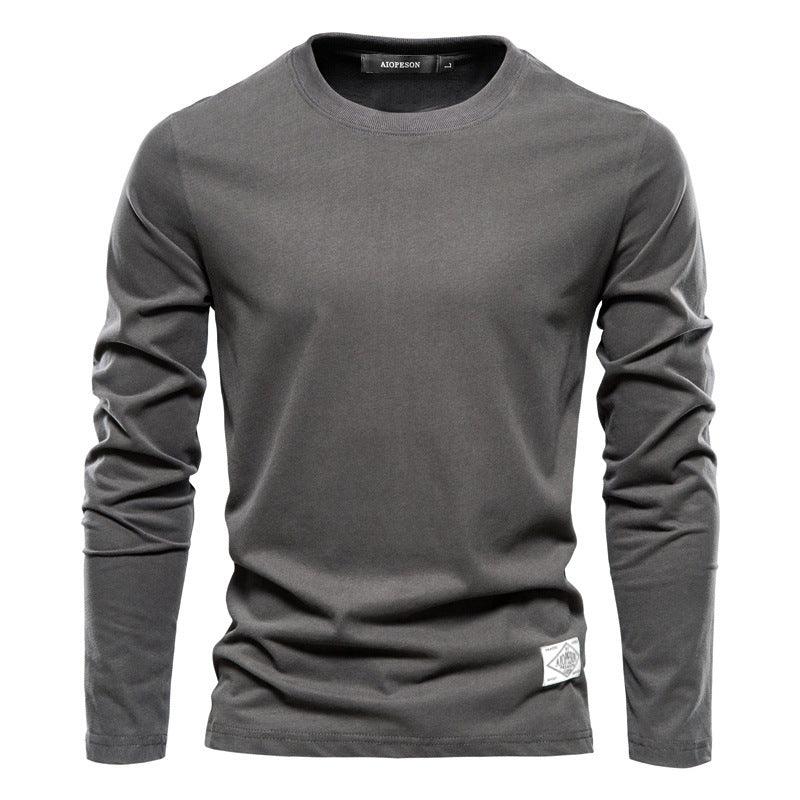Men's Fashion Casual Exercise Outer Wear Round Neck Cotton Base Shirt - Amazitshop