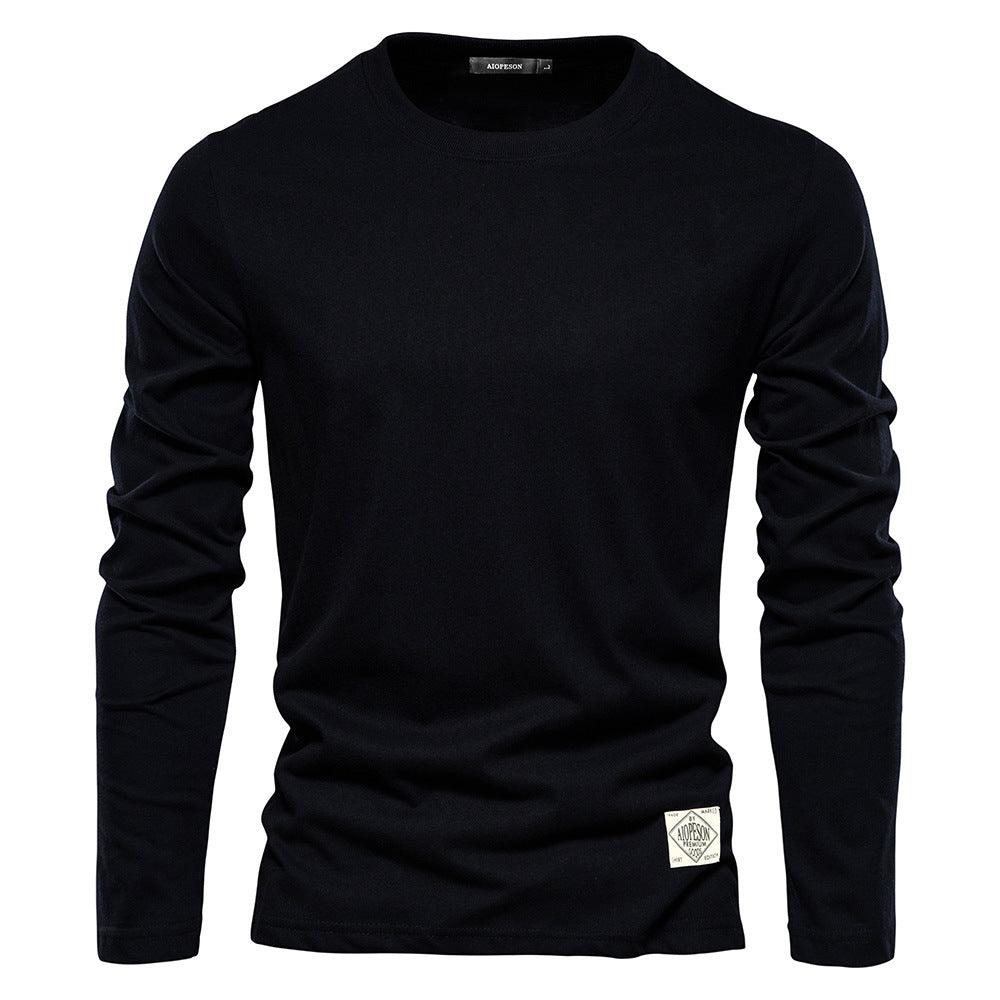 Men's Fashion Casual Exercise Outer Wear Round Neck Cotton Base Shirt - Amazitshop