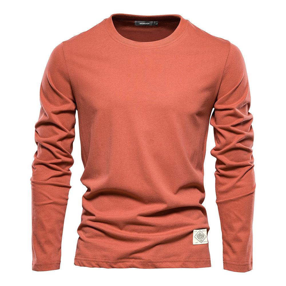Men's Fashion Casual Exercise Outer Wear Round Neck Cotton Base Shirt - Amazitshop