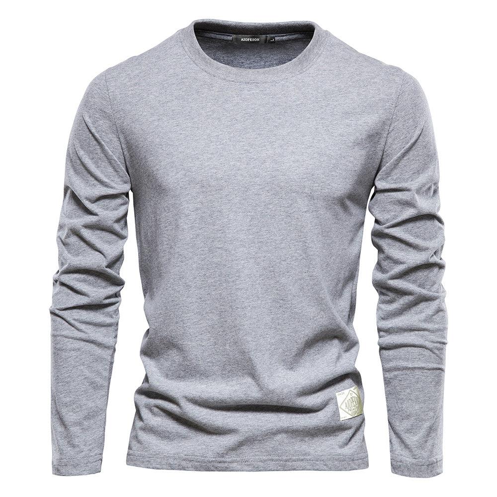Men's Fashion Casual Exercise Outer Wear Round Neck Cotton Base Shirt - Amazitshop