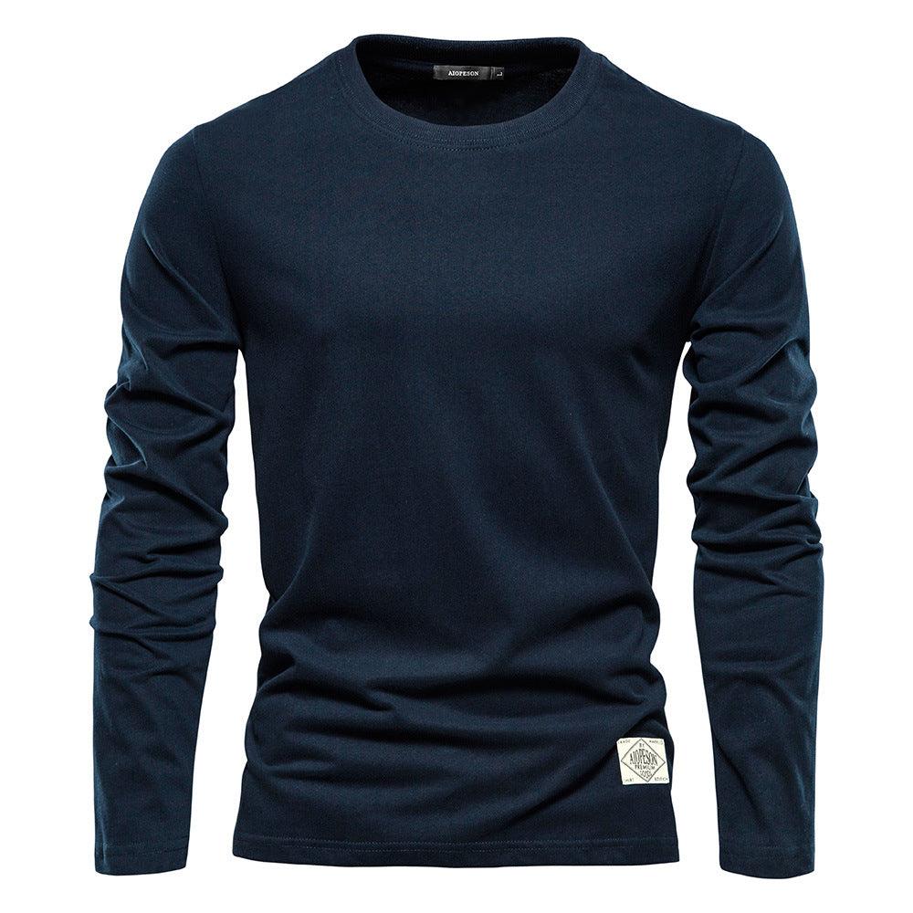 Men's Fashion Casual Exercise Outer Wear Round Neck Cotton Base Shirt - Amazitshop