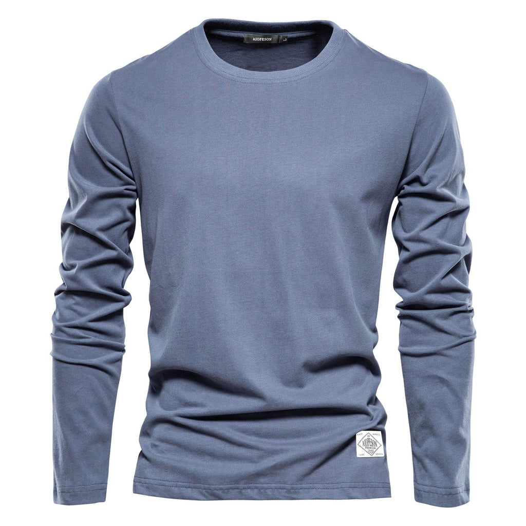 Men's Fashion Casual Exercise Outer Wear Round Neck Cotton Base Shirt - Amazitshop