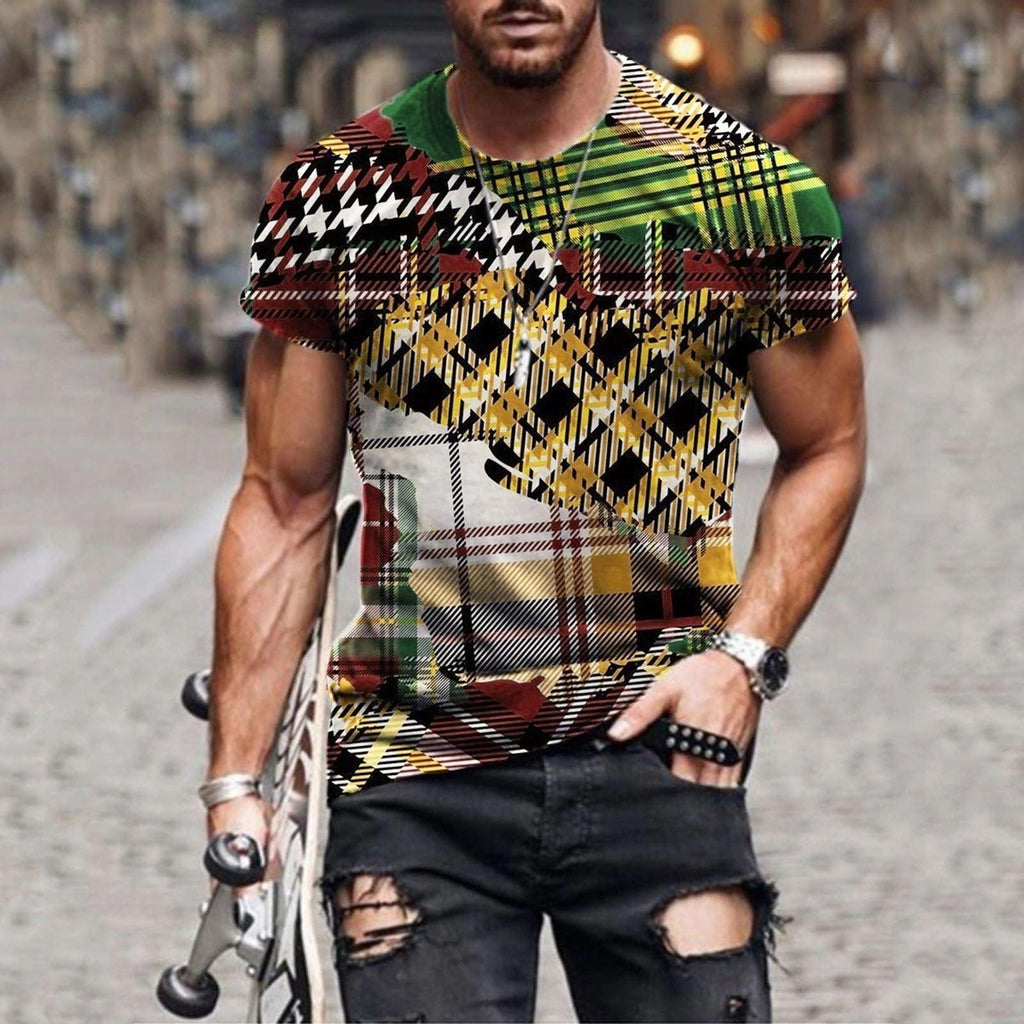 Mens Fashion Casual Mesh Collarless Short Sleeve T-shirt - Amazitshop