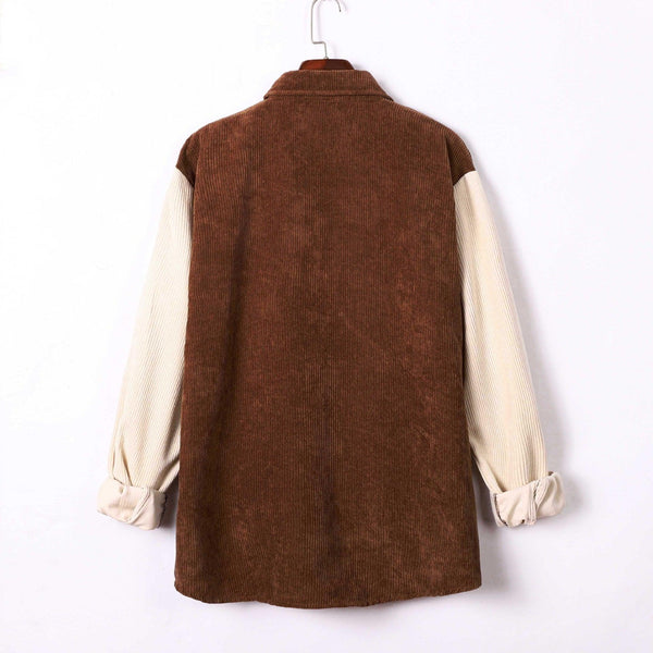 Men's Fashion Stitching Corduroy Long - sleeved Shirt - Amazitshop