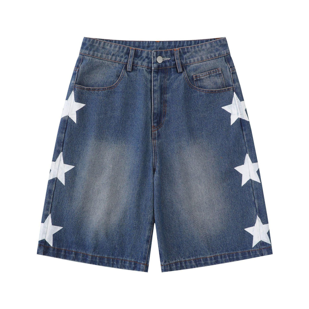 Mens Fashion Vintage Star Patch Jeans - Amazitshop