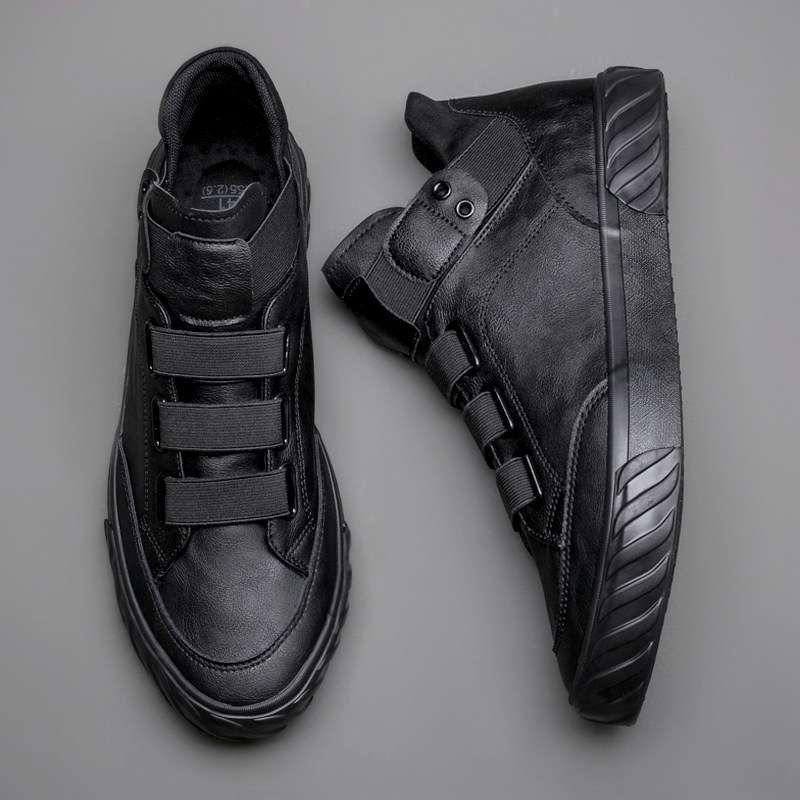 Men's High Top Leather Shoes Men Korean Version - Amazitshop