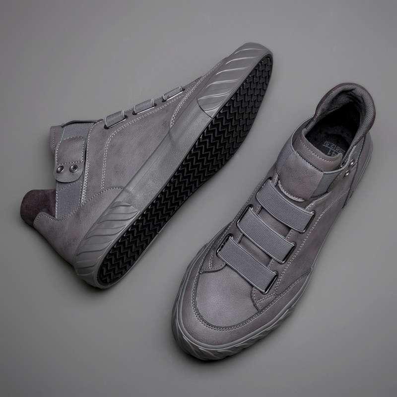 Men's High Top Leather Shoes Men Korean Version - Amazitshop