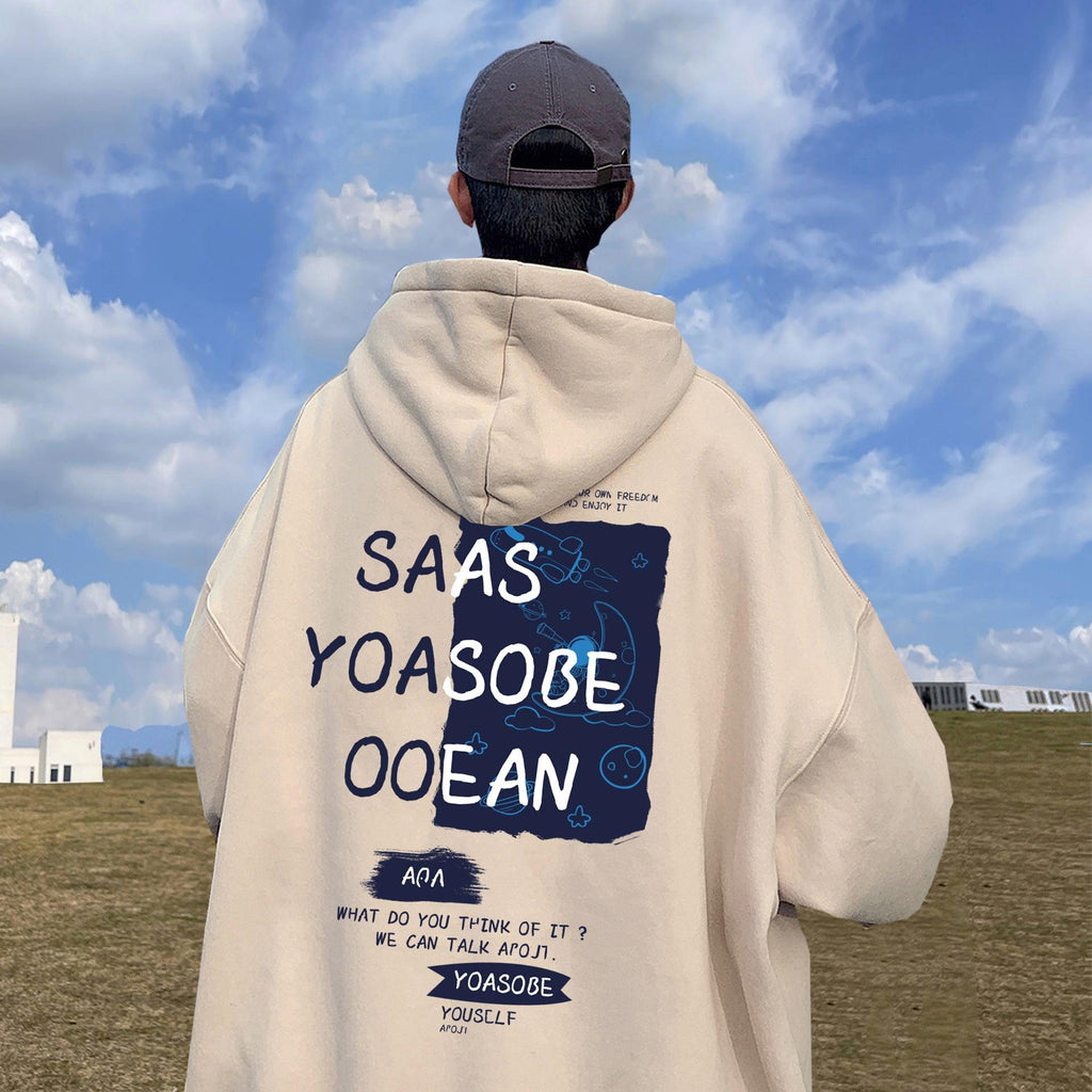 Men's Hooded Jacket Loose Casual Plush Sweater - Amazitshop