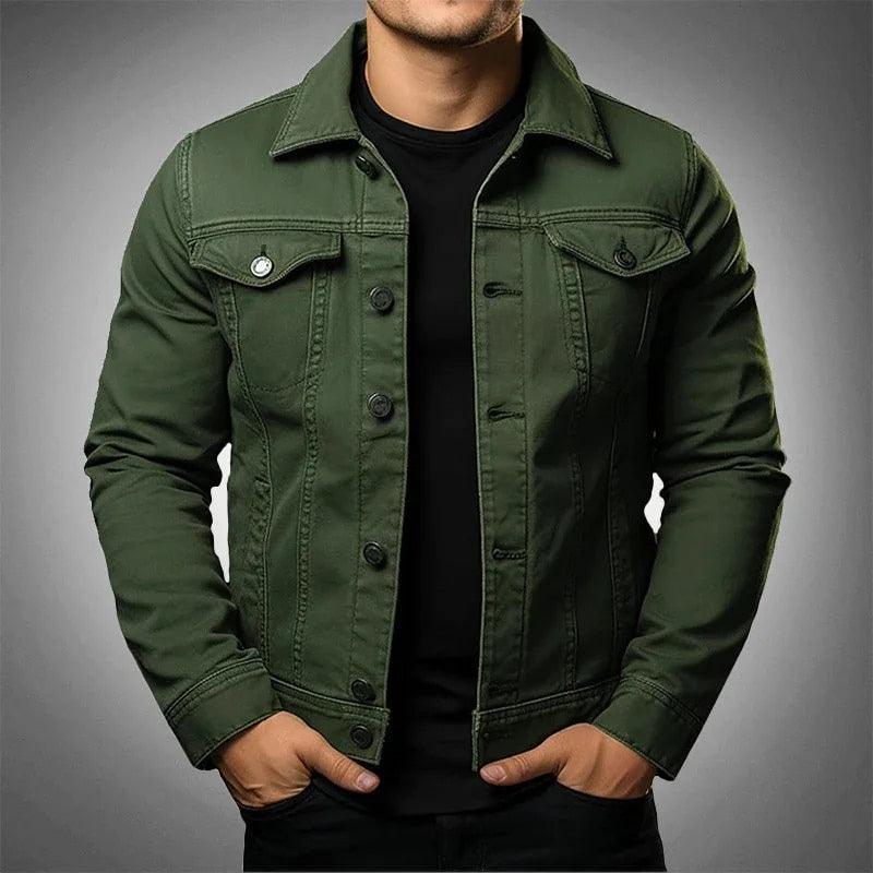 Men's Jacket Denim Coat Tooling Solid Color Thick Coat - Amazitshop