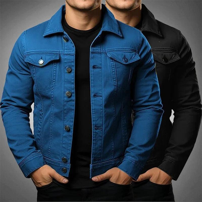 Men's Jacket Denim Coat Tooling Solid Color Thick Coat - Amazitshop