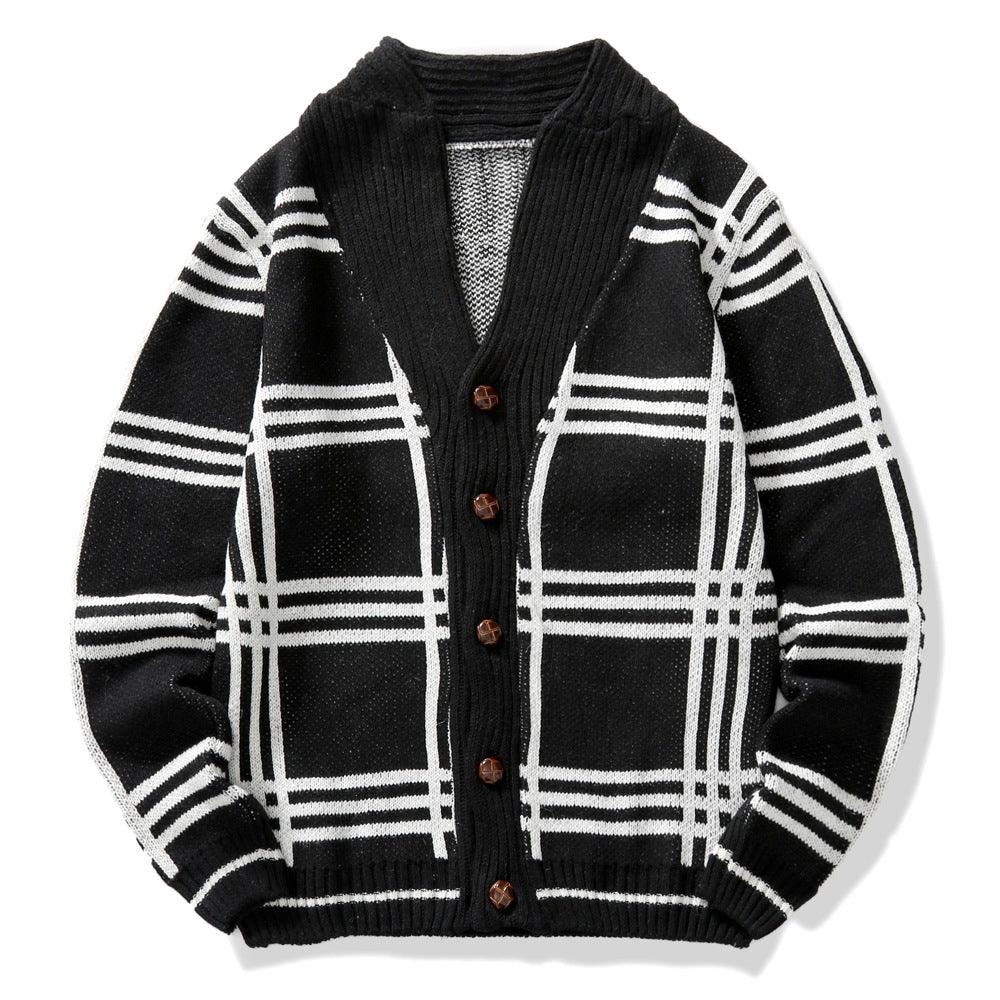 Men's Knitwear Sweater Fashion Color Blocking Cardigan Jacket - Amazitshop