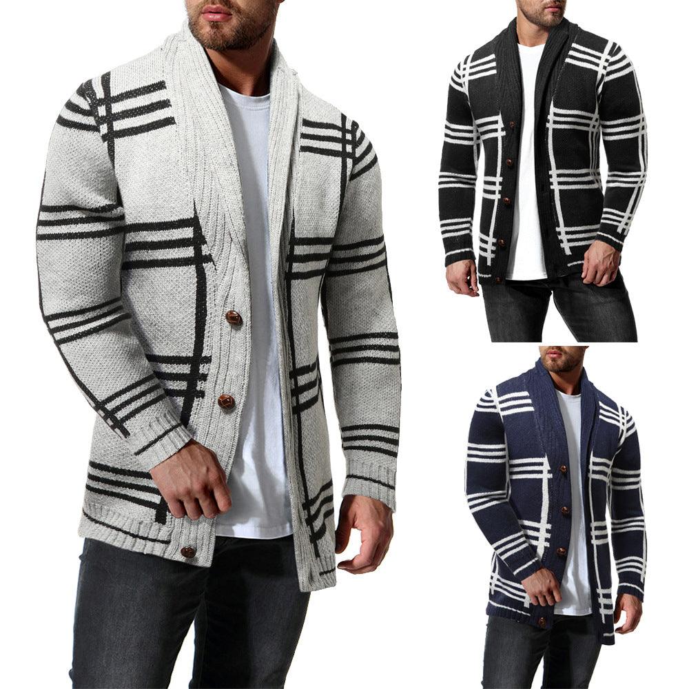 Men's Knitwear Sweater Fashion Color Blocking Cardigan Jacket - Amazitshop