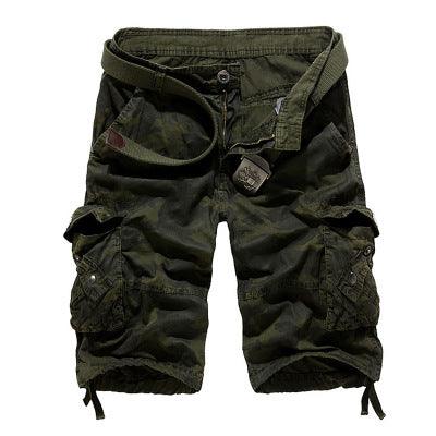 Men's Loose Casual Camouflage Overalls Large Size Multi - pocket Five - point Pants Men's Beach Pants - Amazitshop