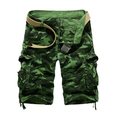 Men's Loose Casual Camouflage Overalls Large Size Multi - pocket Five - point Pants Men's Beach Pants - Amazitshop