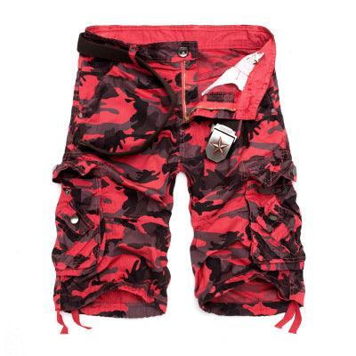 Men's Loose Casual Camouflage Overalls Large Size Multi - pocket Five - point Pants Men's Beach Pants - Amazitshop
