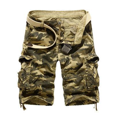 Men's Loose Casual Camouflage Overalls Large Size Multi - pocket Five - point Pants Men's Beach Pants - Amazitshop