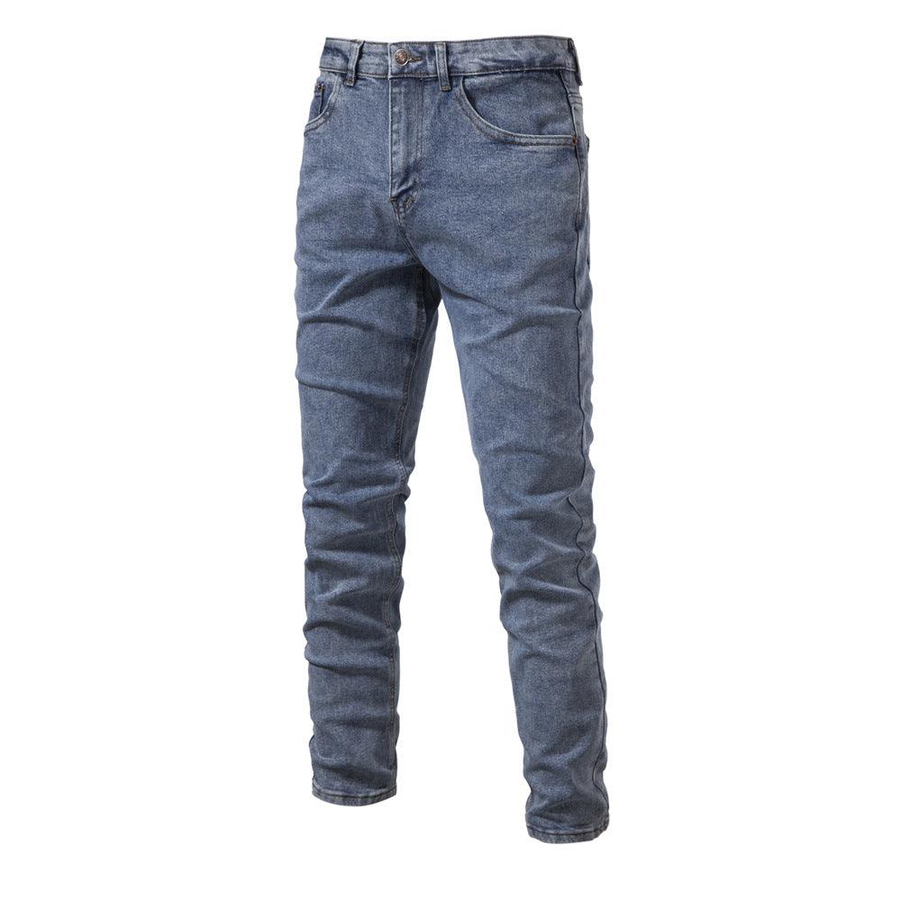 Men's Personalized Denim Washed Micro - elastic Straight - leg Trousers - Amazitshop