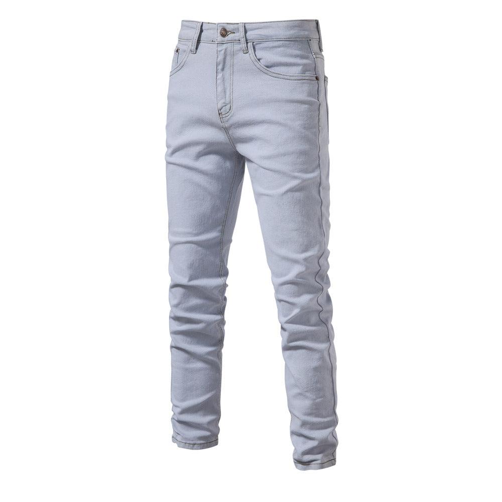 Men's Personalized Denim Washed Micro - elastic Straight - leg Trousers - Amazitshop