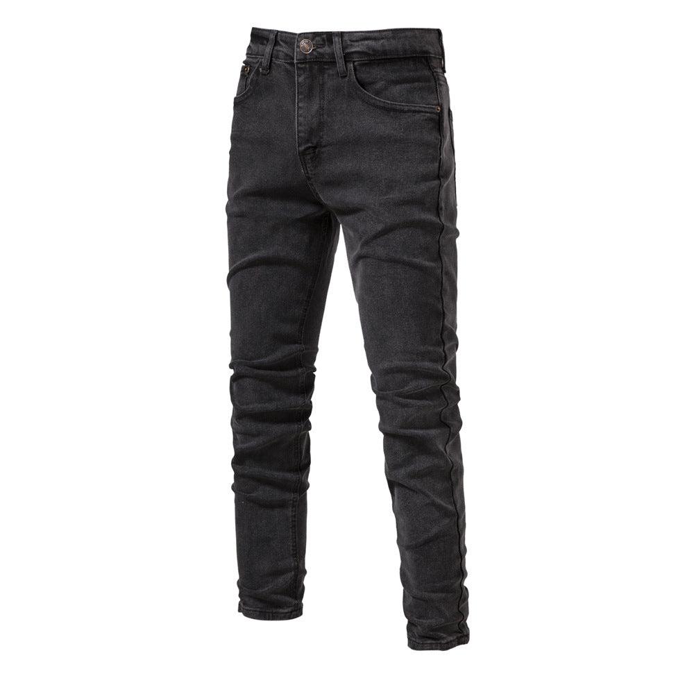 Men's Personalized Denim Washed Micro - elastic Straight - leg Trousers - Amazitshop
