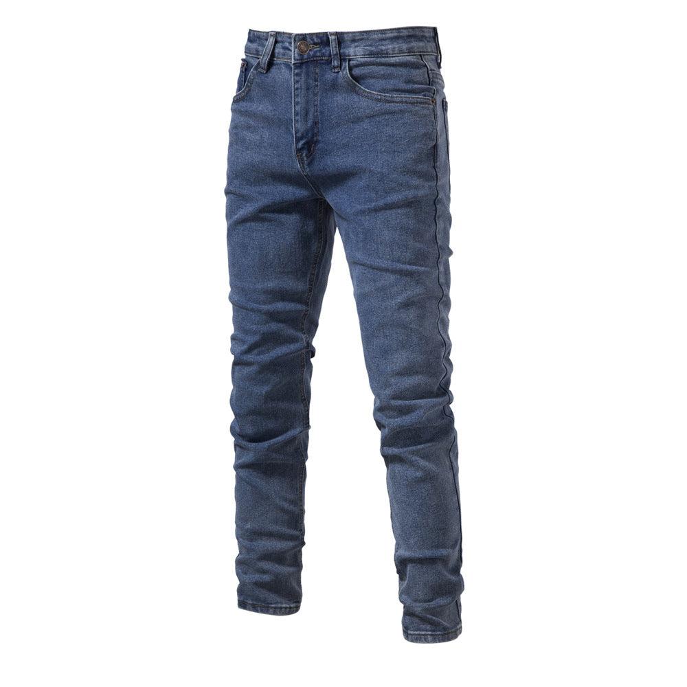 Men's Personalized Denim Washed Micro - elastic Straight - leg Trousers - Amazitshop