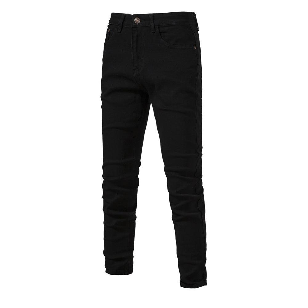 Men's Personalized Denim Washed Micro - elastic Straight - leg Trousers - Amazitshop