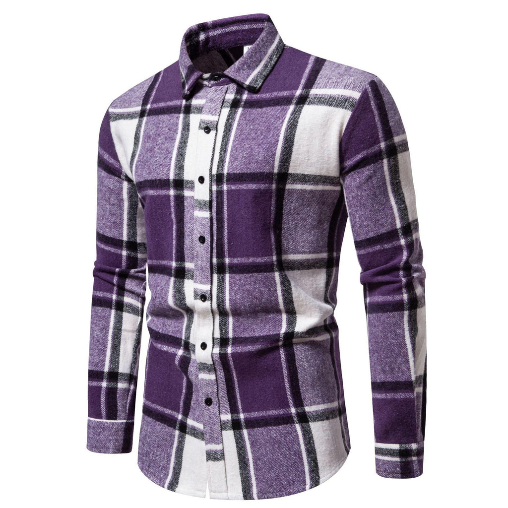 Men's Plaid Loose Casual Long Sleeves Shirt - Amazitshop