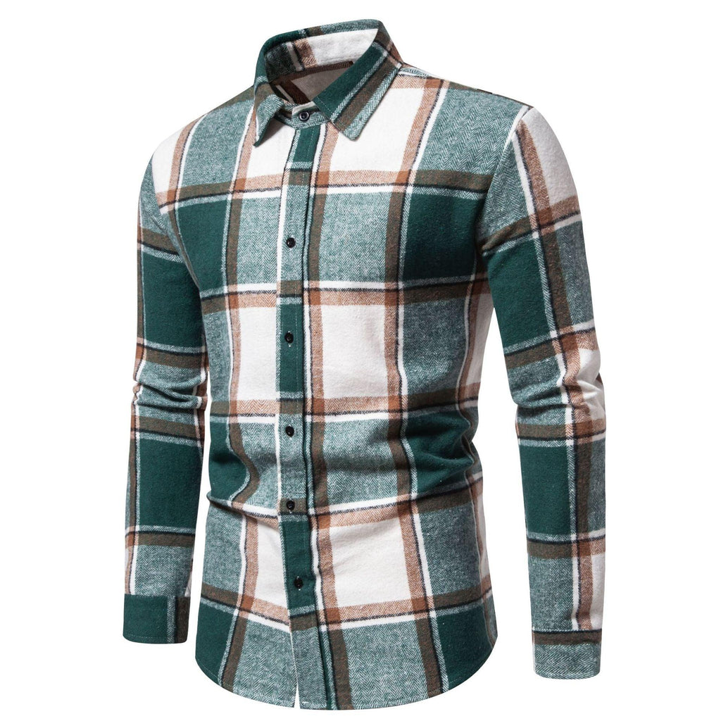 Men's Plaid Loose Casual Long Sleeves Shirt - Amazitshop