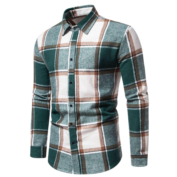 Men's Plaid Loose Casual Long Sleeves Shirt - Amazitshop