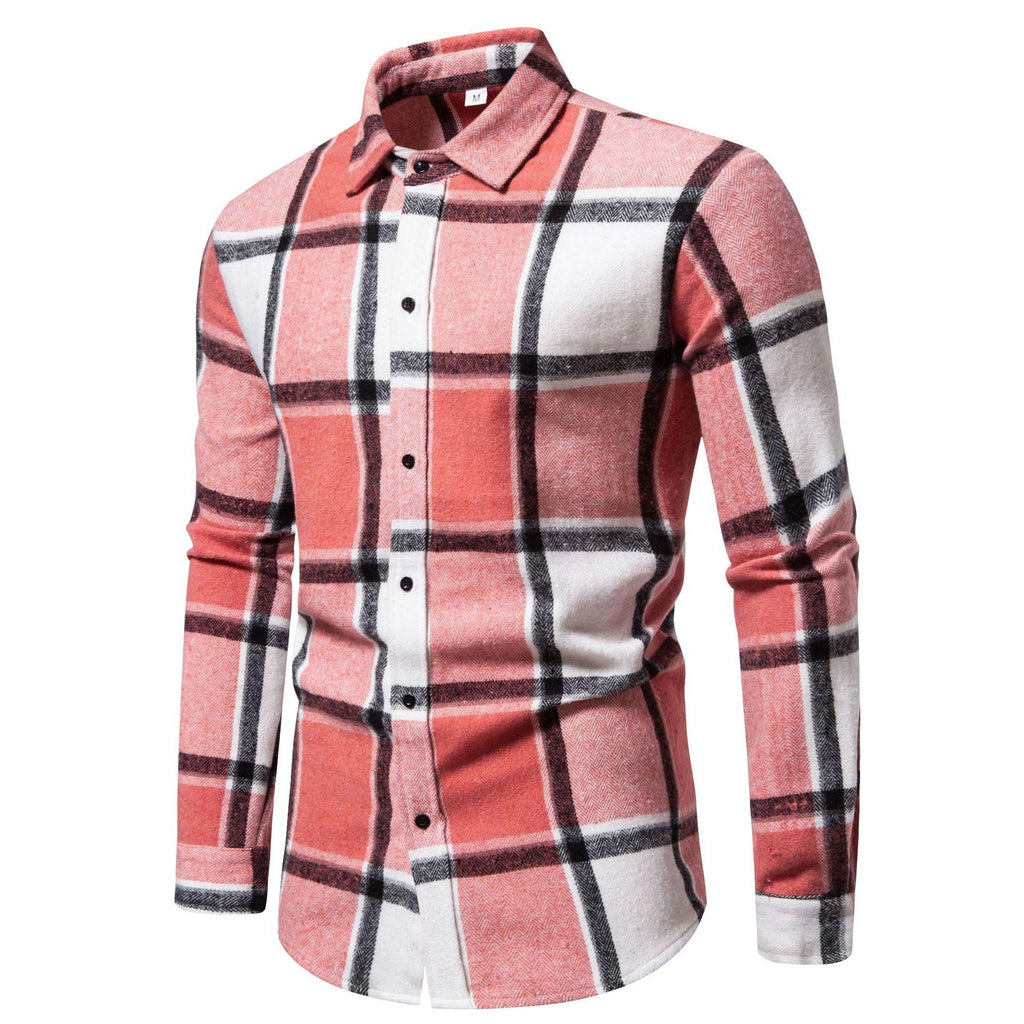 Men's Plaid Loose Casual Long Sleeves Shirt - Amazitshop
