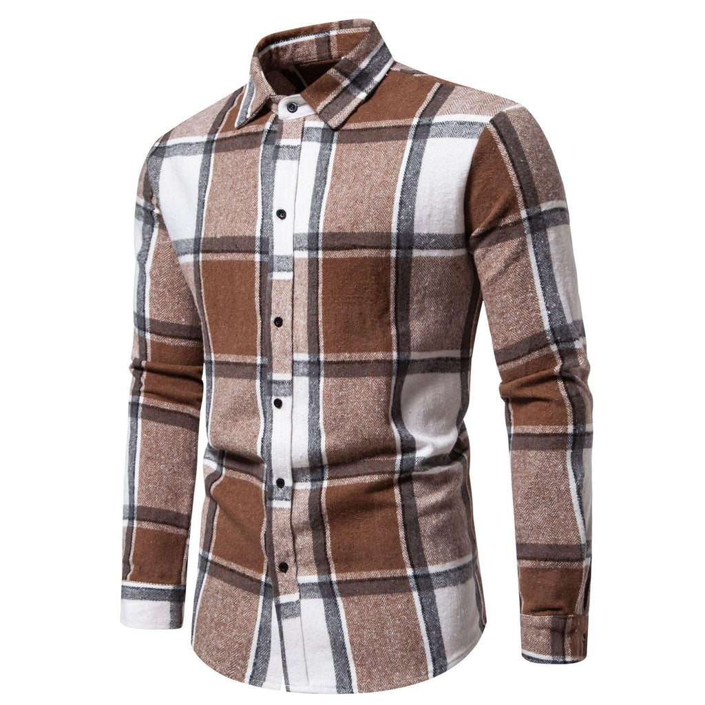 Men's Plaid Loose Casual Long Sleeves Shirt - Amazitshop