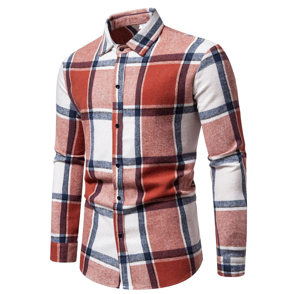 Men's Plaid Loose Casual Long Sleeves Shirt - Amazitshop