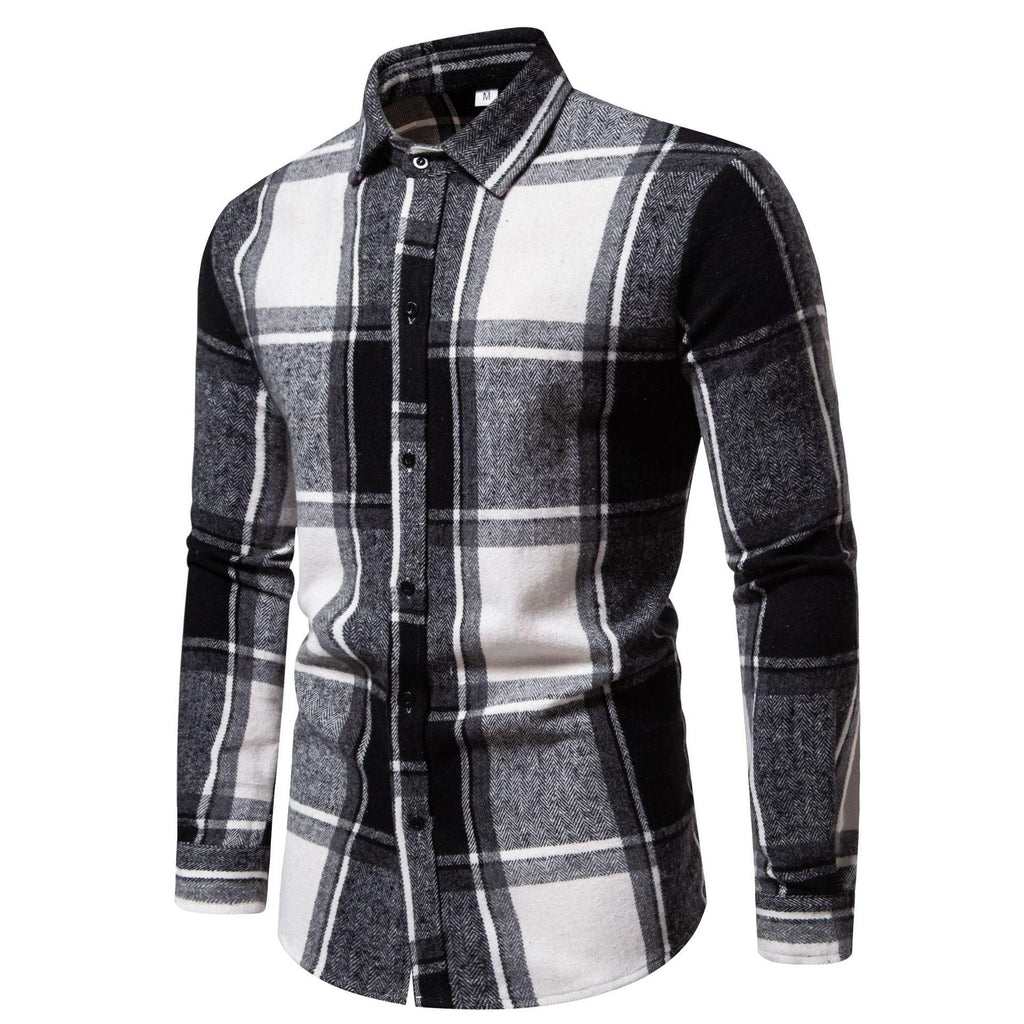 Men's Plaid Loose Casual Long Sleeves Shirt - Amazitshop