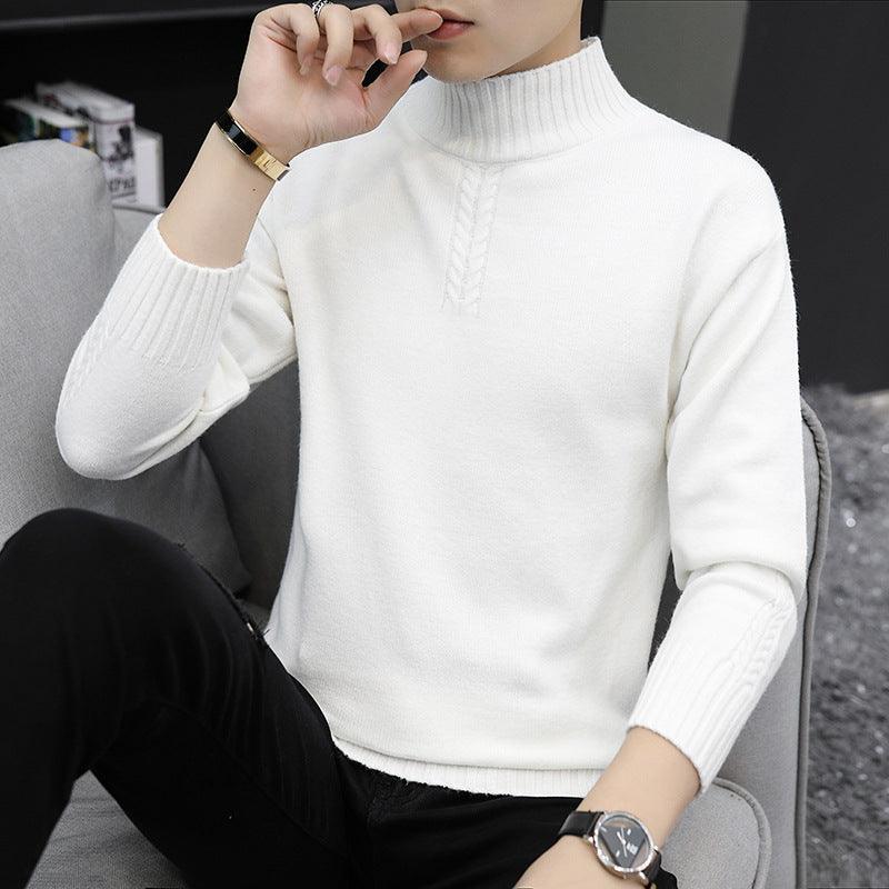 Men's Pure Color Half Collar Sweater - Amazitshop