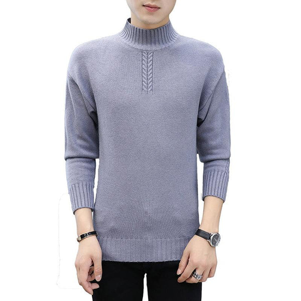 Men's Pure Color Half Collar Sweater - Amazitshop
