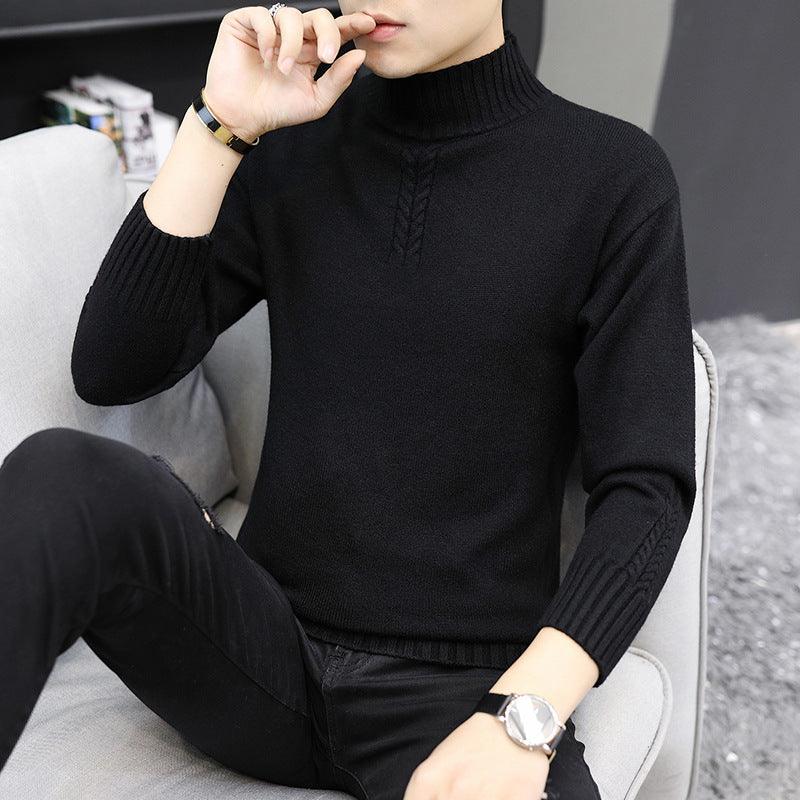 Men's Pure Color Half Collar Sweater - Amazitshop