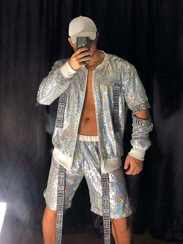 Men's Sequin Hip - hop Baseball Uniform Set - Amazitshop