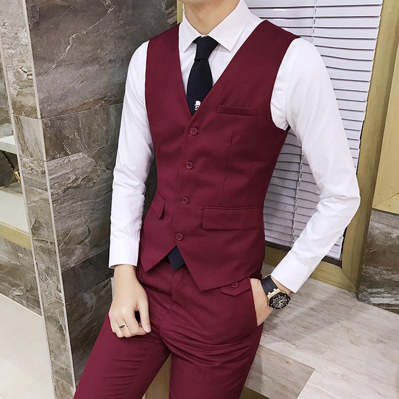 Men's Solid Color Slim - fit Waistcoat Vest - Amazitshop