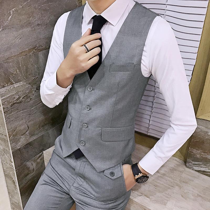 Men's Solid Color Slim - fit Waistcoat Vest - Amazitshop