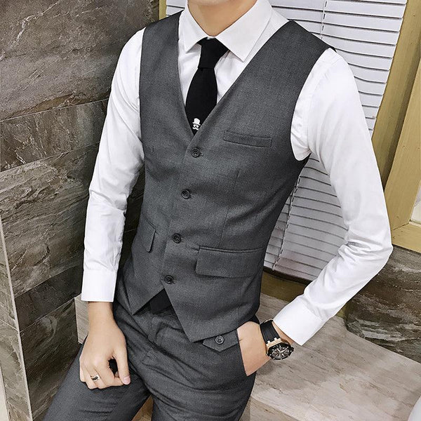 Men's Solid Color Slim - fit Waistcoat Vest - Amazitshop