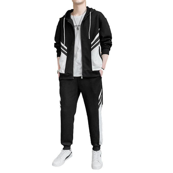 Men's Sports Sweater Suit Cardigan Hooded Sweatpants Two - piece Set High - end Running Sports Leisure - Amazitshop
