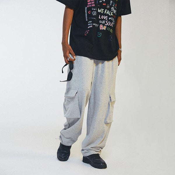 Men's Straight Loose Double Pocket Sweatpants - Amazitshop